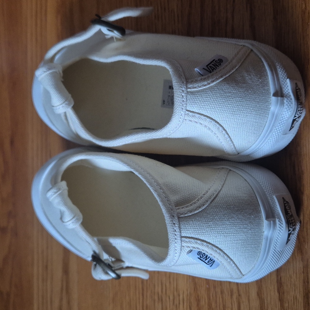 Vans Women's Mary Jane Beige Linen Canvas Buckle Shoes Chunky Women’sSize9,5NWOB - Picture 5 of 9